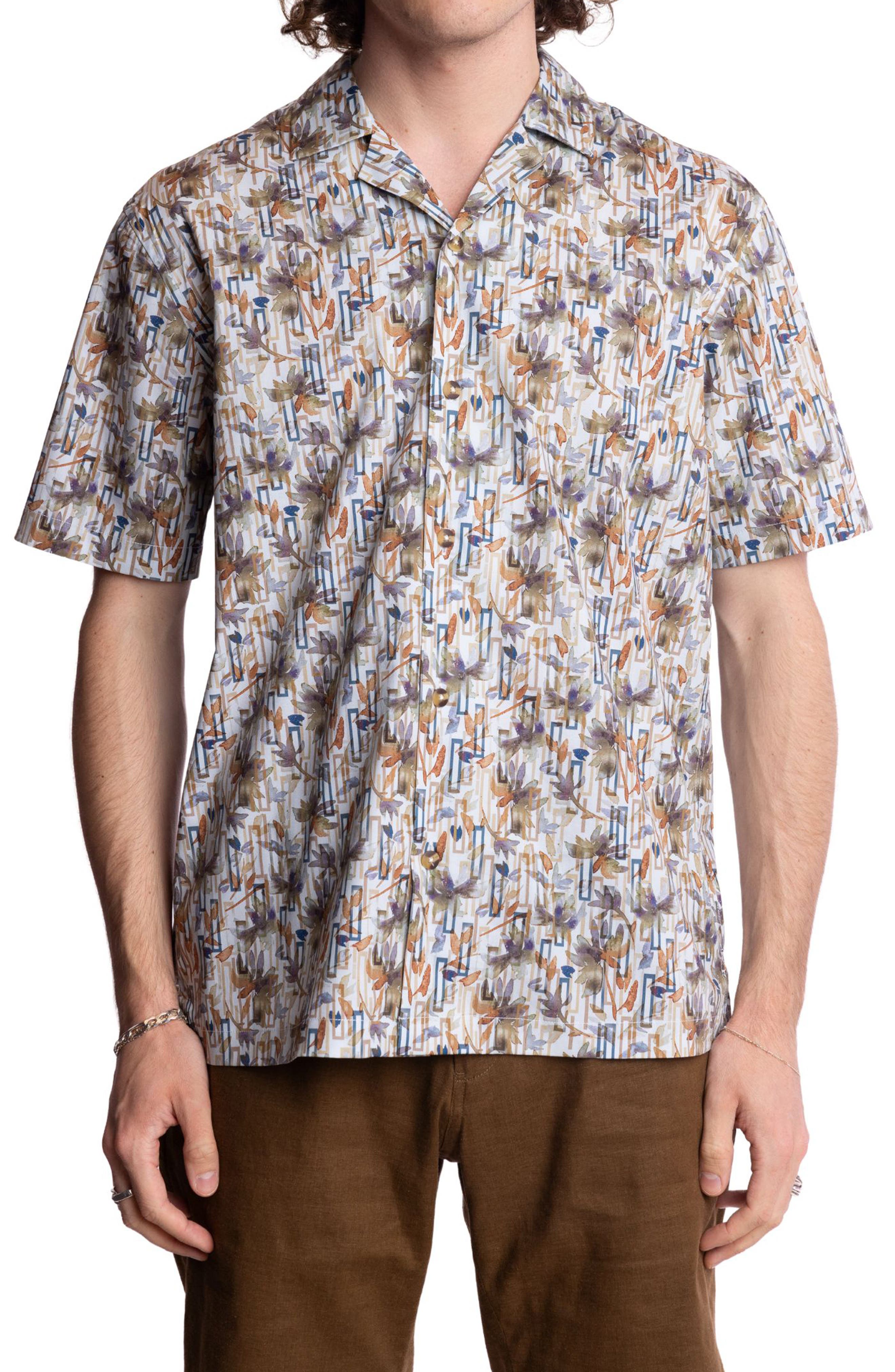PAISLEY & GRAY Abstract Print Camp Shirt