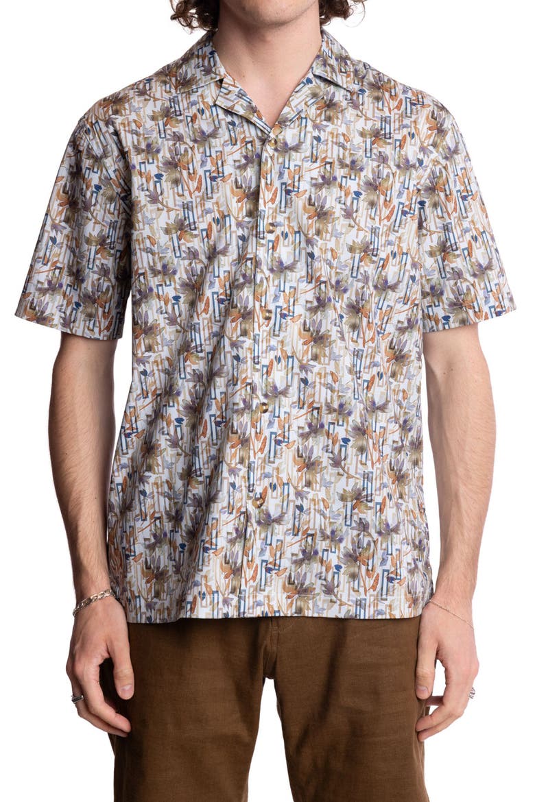 Abstract Print Camp Shirt, Main, color, DEEP TEAL TOBACCO MULTI