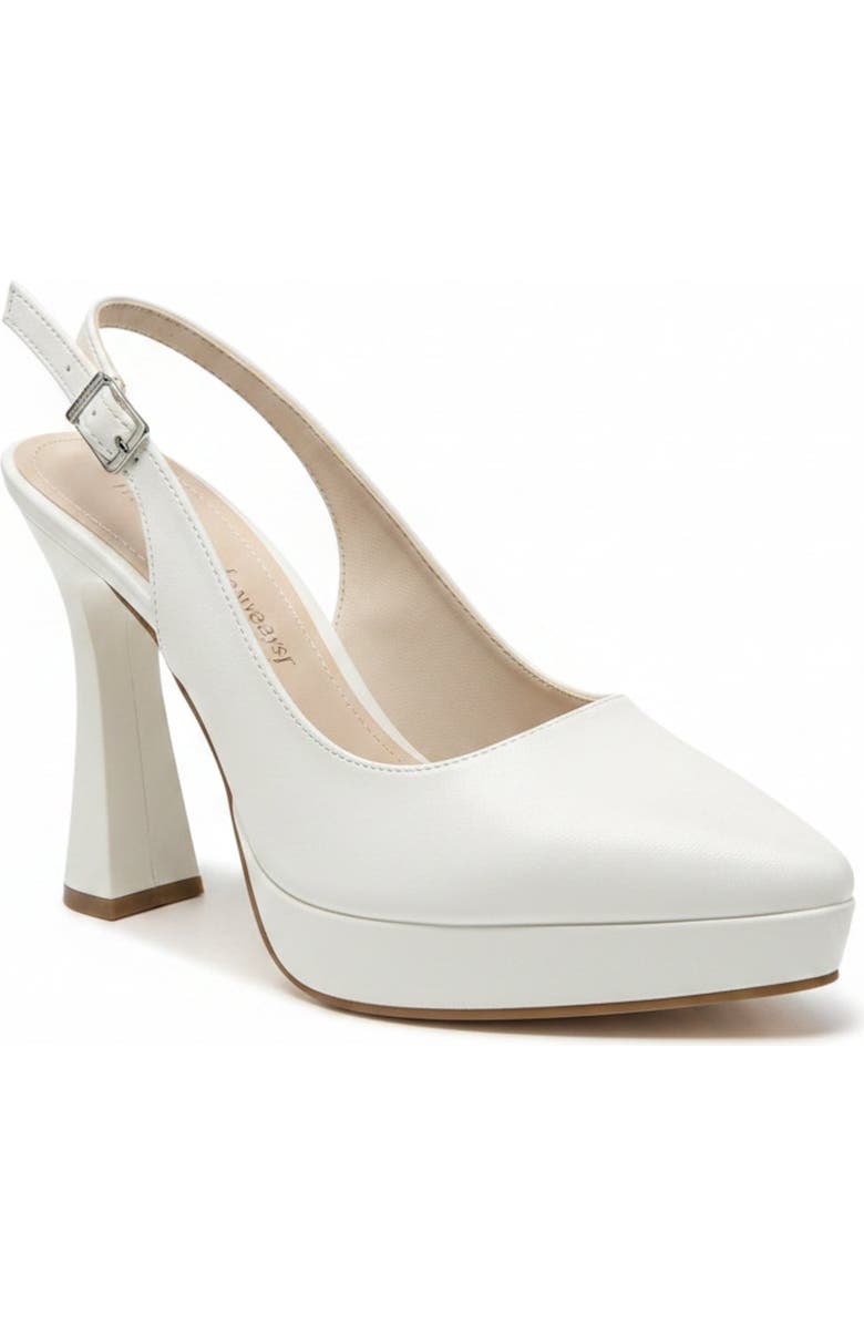 Forever & Always Shoes Corin Pointed Toe Slingback Wedding Platform Pump, Main, color, Ivory