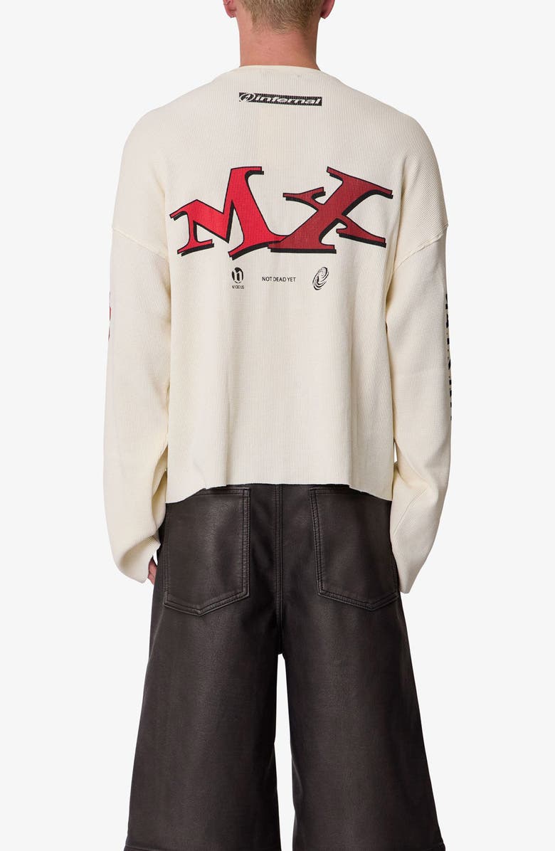 mnml Sinister Thermal Long Sleeve Cotton Graphic T-Shirt, Alternate, color, Off White