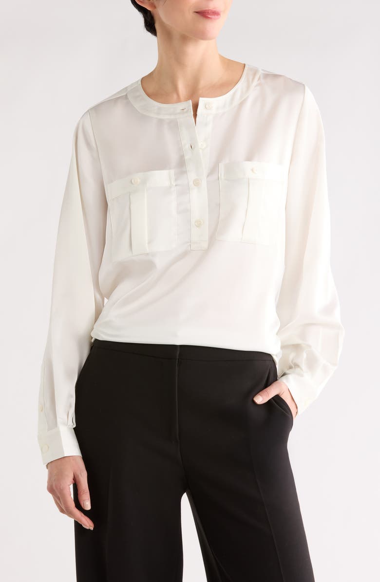 FRAME The Henley Crewneck Top, Main, color, Cream