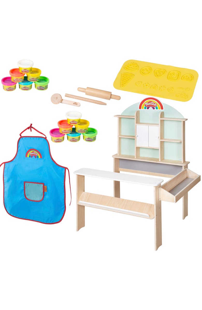 PLAY-DOH Playdoh Allinclusive Wooden Shop Stand Set With 12 Containers & Tools, 3+, Main, color, Multicolored