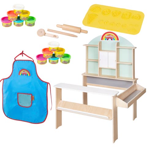 Playdoh Allinclusive Wooden Shop Stand Set With 12 Containers & Tools, 3+