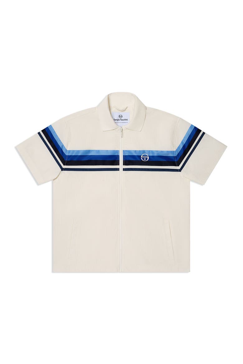Striscia Short Sleeve Track Jacket, Alternate, color, GARDENIA