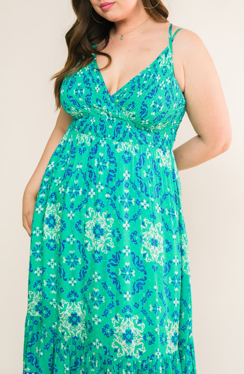 FLYING TOMATO Print Maxi Dress, Alternate, color, Jade