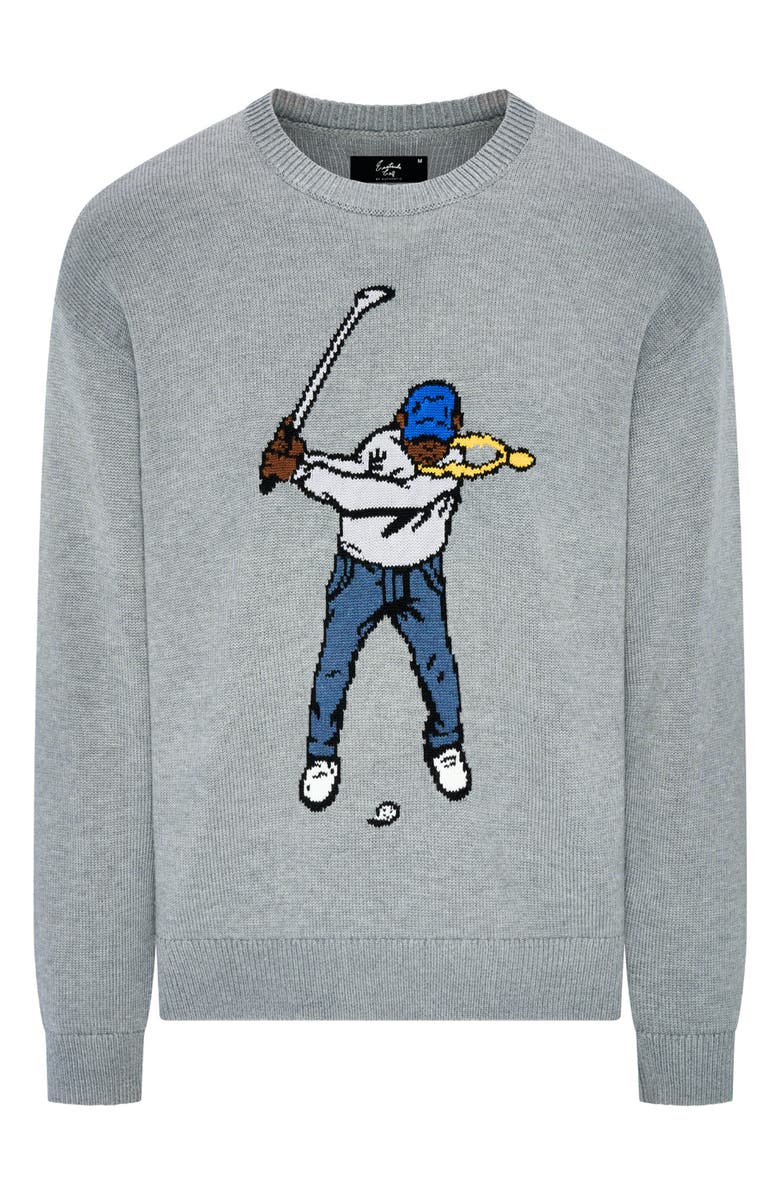 Eastside Golf Swingman Intarsia Crewneck Sweater, Main, color, Heather Grey