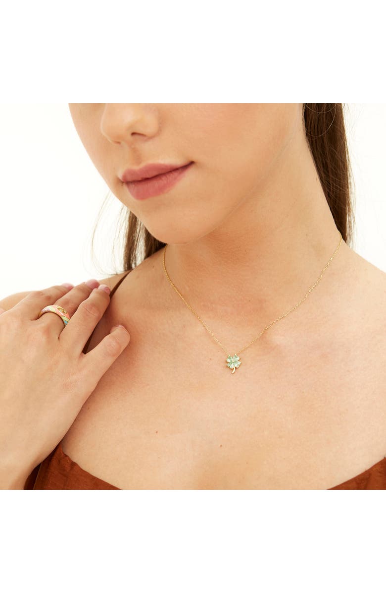 Spero London Four Leaf Clover Sterling Silver Necklace - Green, Alternate, color, 