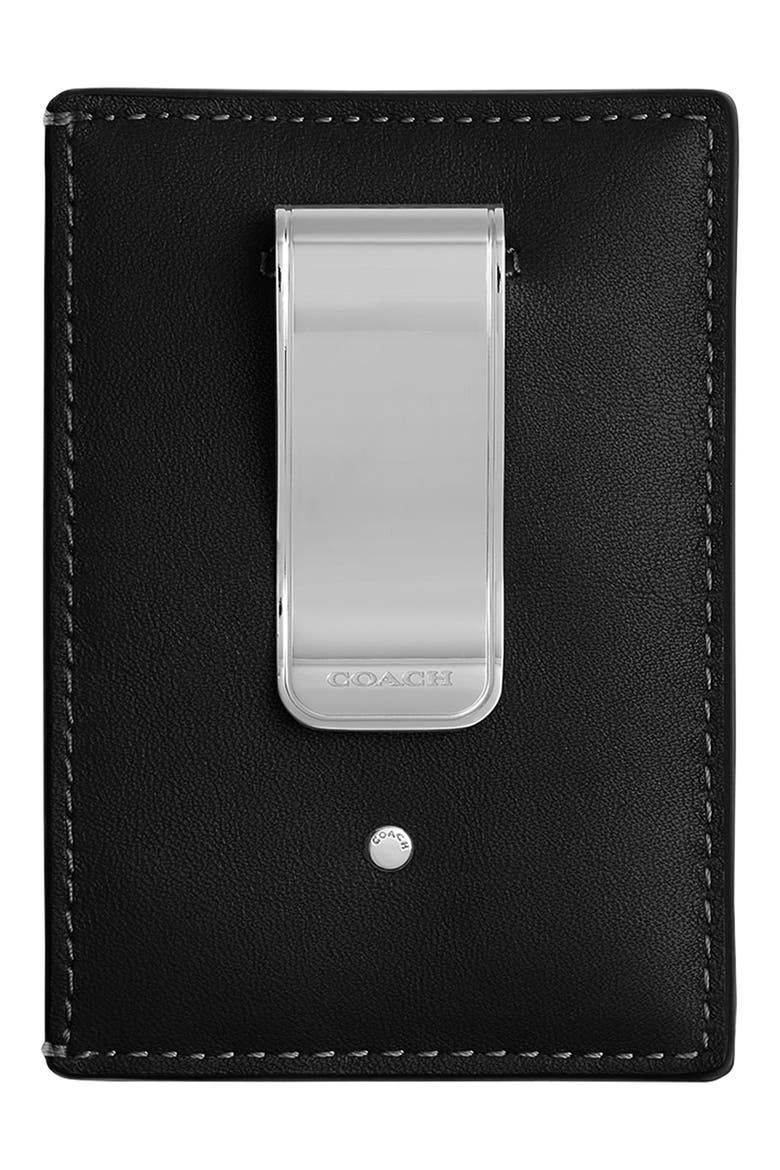 Leather Money Clip Card Case, Alternate, color, BLACK