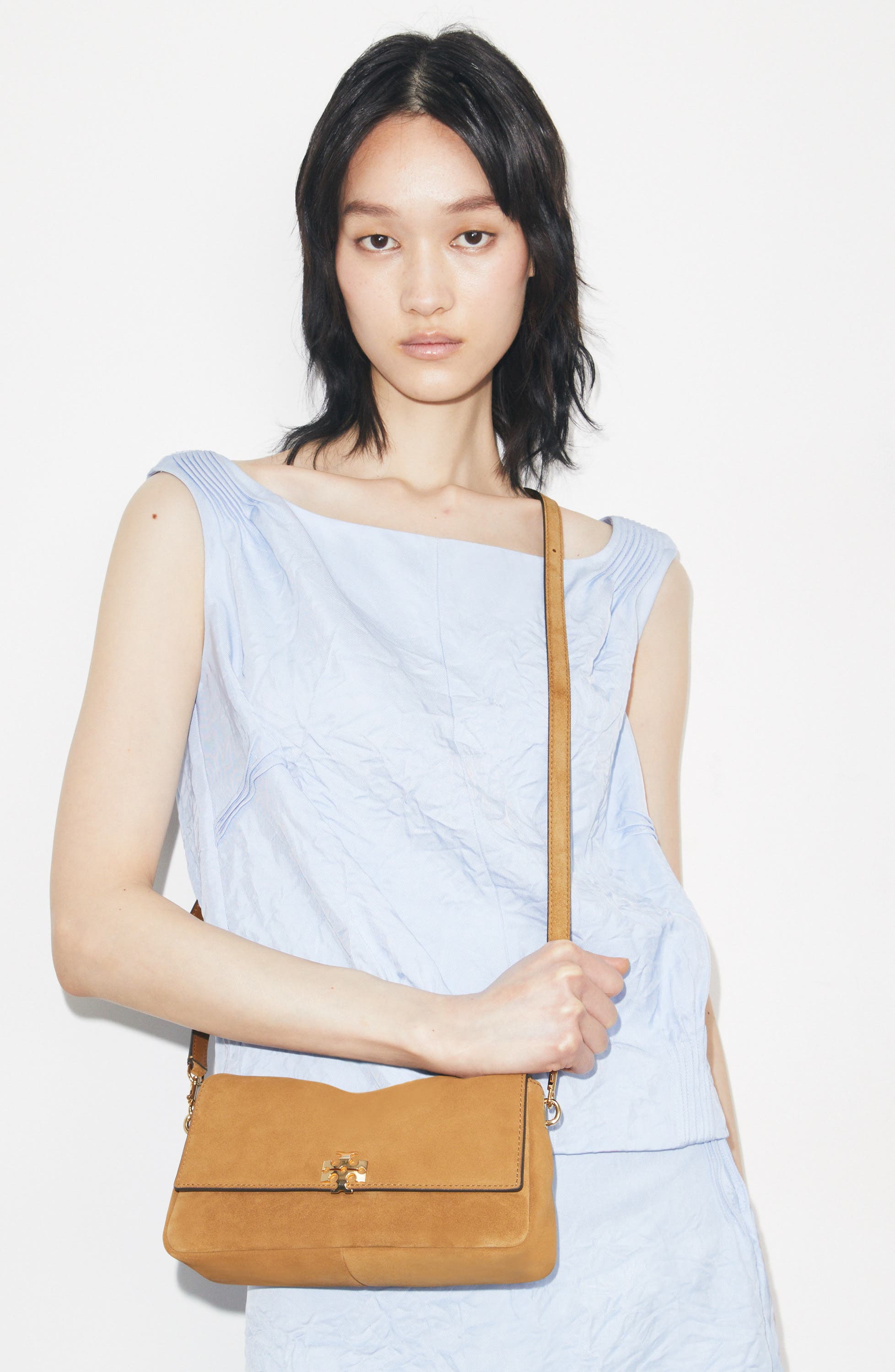 Tory Burch Small Charlie Shoulder Bag, Alternate, color, Toffee