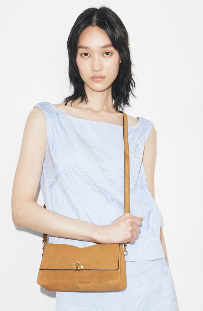 Tory Burch Small Charlie Shoulder Bag, Alternate, color, Toffee