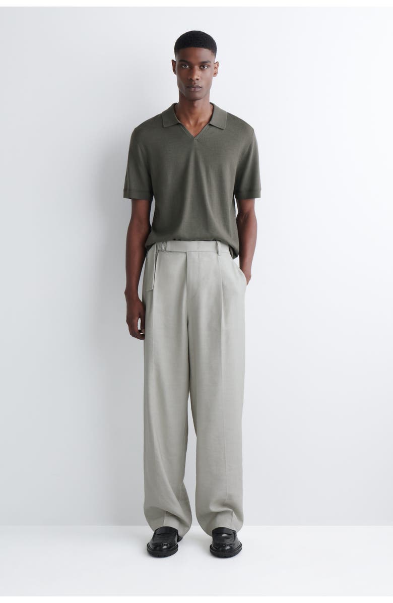 COS Open-Collar Merino Wool Polo Shirt, Alternate, color, Khaki