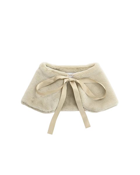 Ribbon-Tie Faux Fur Collar
