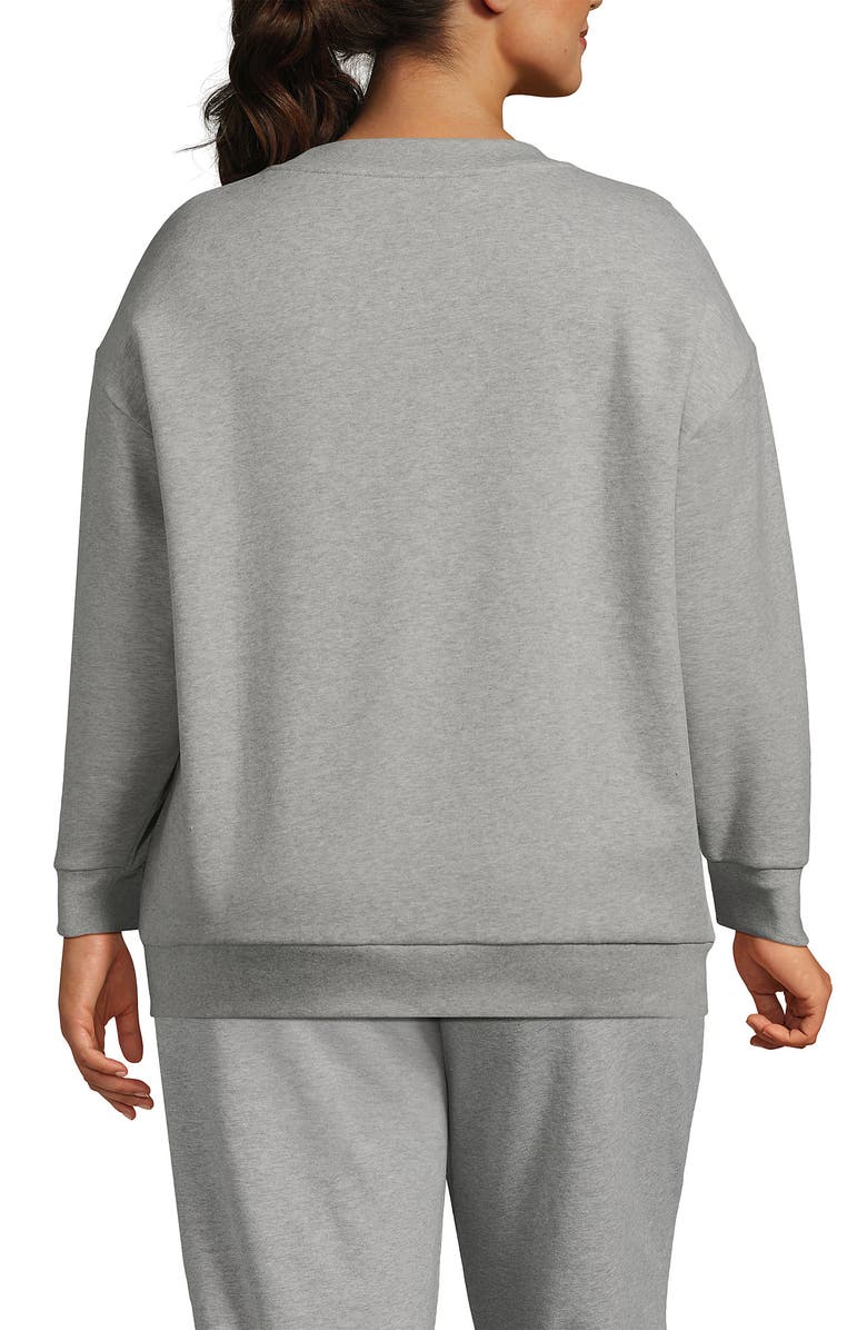 Lands' End Serious Sweats Relaxed Long Sleeve Crew Neck Sweatshirt, Alternate, color, Gray Heather