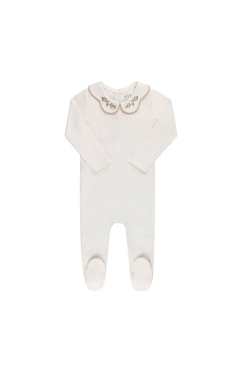 Ely's & Co. Organic Wide Rib Embroidered Scallop Collar Collection - Footie, Main, color, 