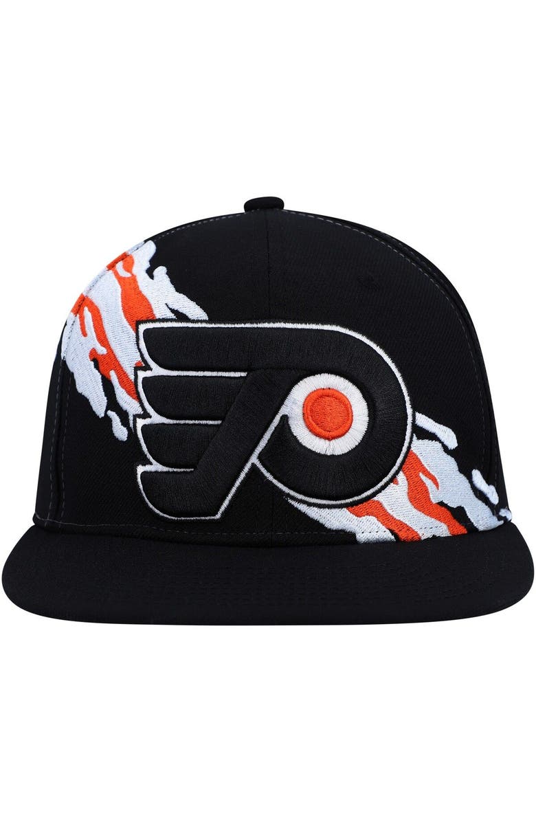 Mitchell & Ness Men's Mitchell & Ness Black Philadelphia Flyers Vintage Paintbrush Snapback Hat, Alternate, color, 