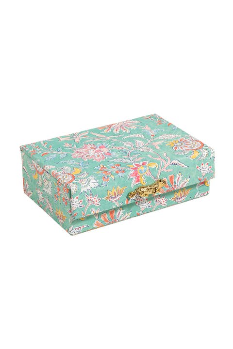 Meilin Floral Jewelry Box 7" x 5" Artisan