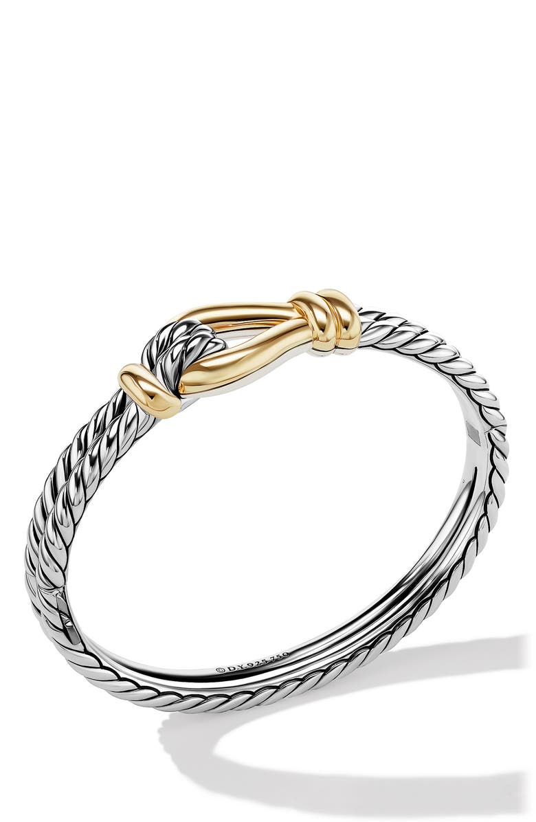 David Yurman Thoroughbred Loop Bracelet in Sterling Silver with 18K Yellow Gold, 16mm, Alternate, color, Silver
