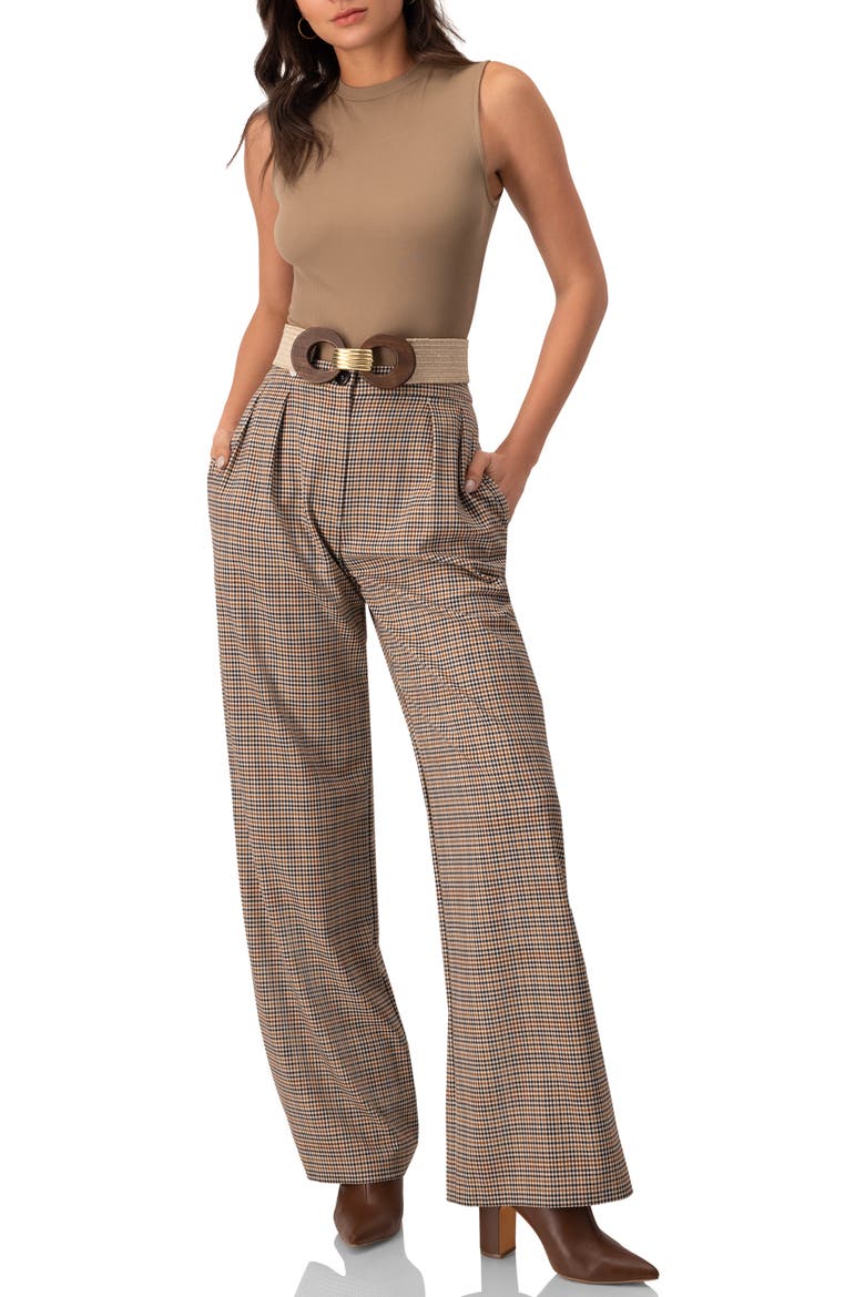 Straight Pleated Patterned Trousers, Alternate, color, Multicolor