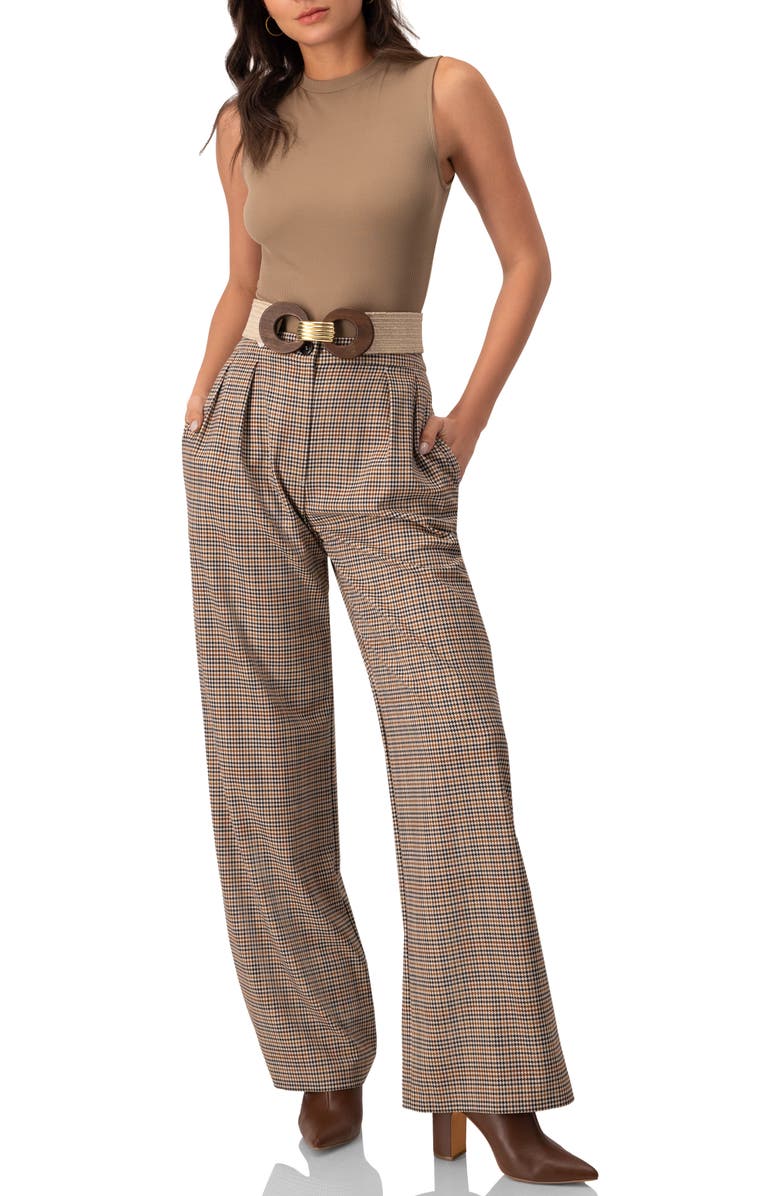 IVONNE Straight Pleated Patterned Trousers, Alternate, color, Multicolor