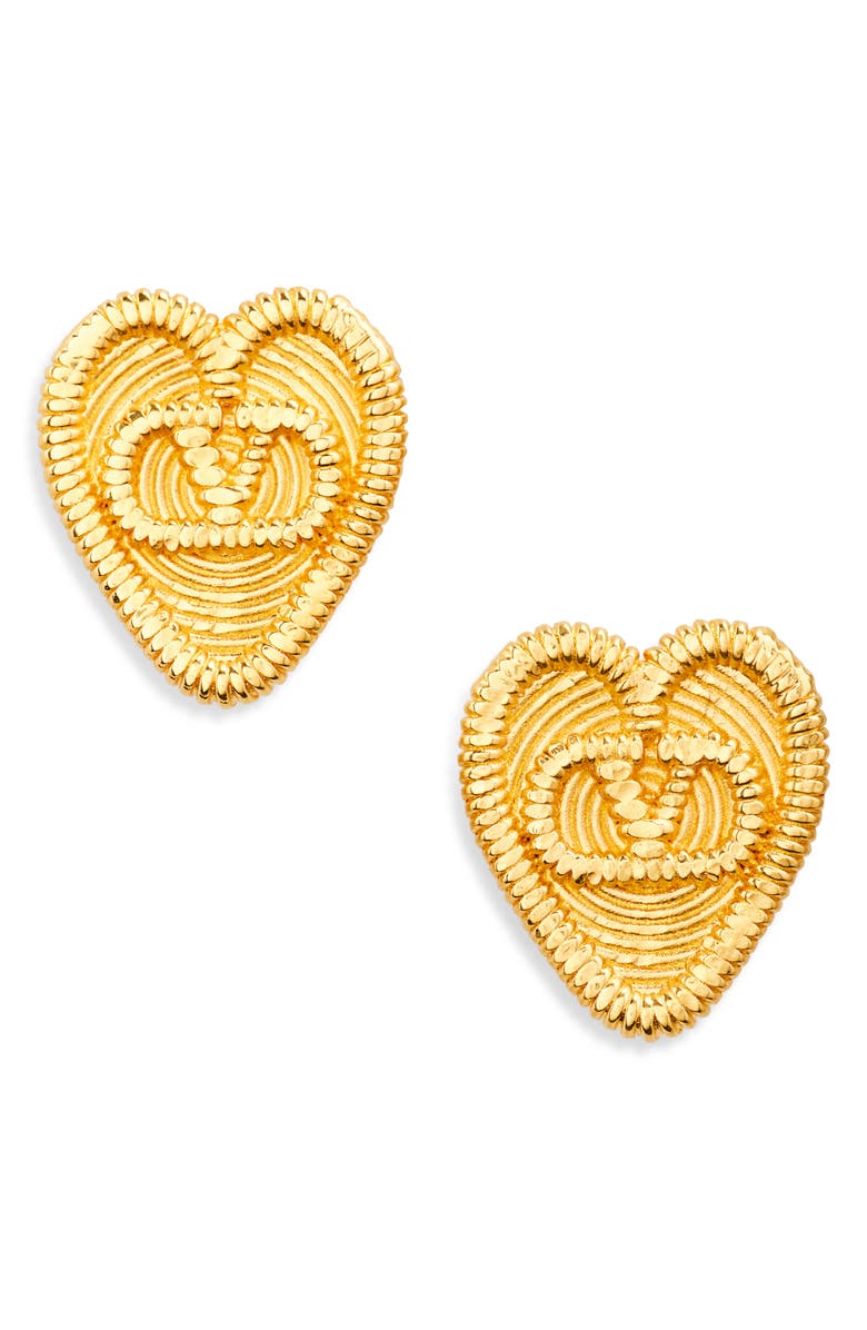 Valentino Garavani Fil Perdu Heart Stud Earrings, Main, color, Km5 Antique Brass