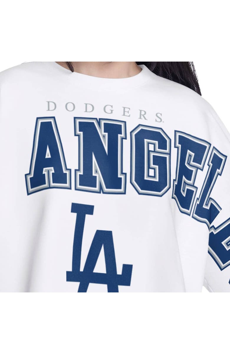 G-III 4HER BY CARL BANKS Women's G-III 4Her by Carl Banks White Los Angeles Dodgers Bleachers Cropped Pullover Sweatshirt, Alternate, color, 