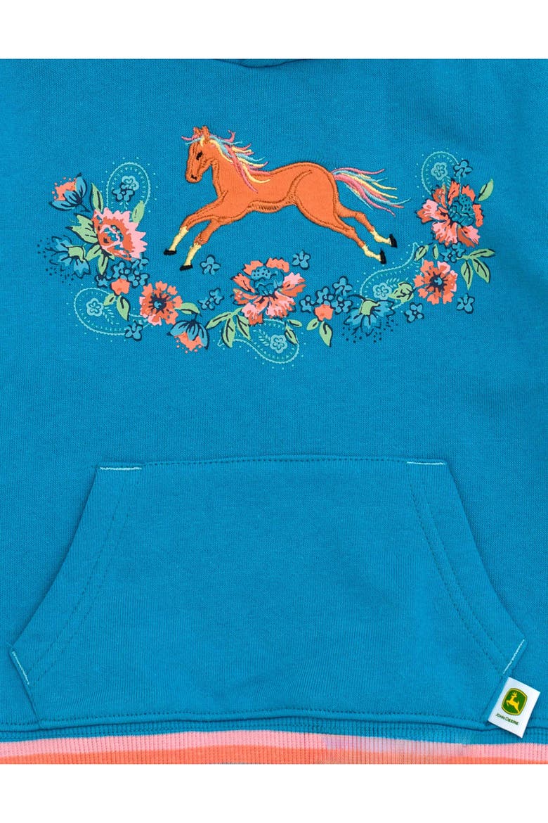 Girls' Fleece Hooded Sweatshirt, Alternate, color, Teal Blue