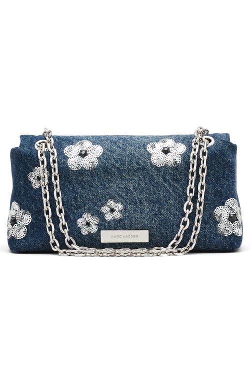 Marc Jacobs The Dual Chain Sequin Daisy Denim Wallet On A Chain In Vintage Indigo