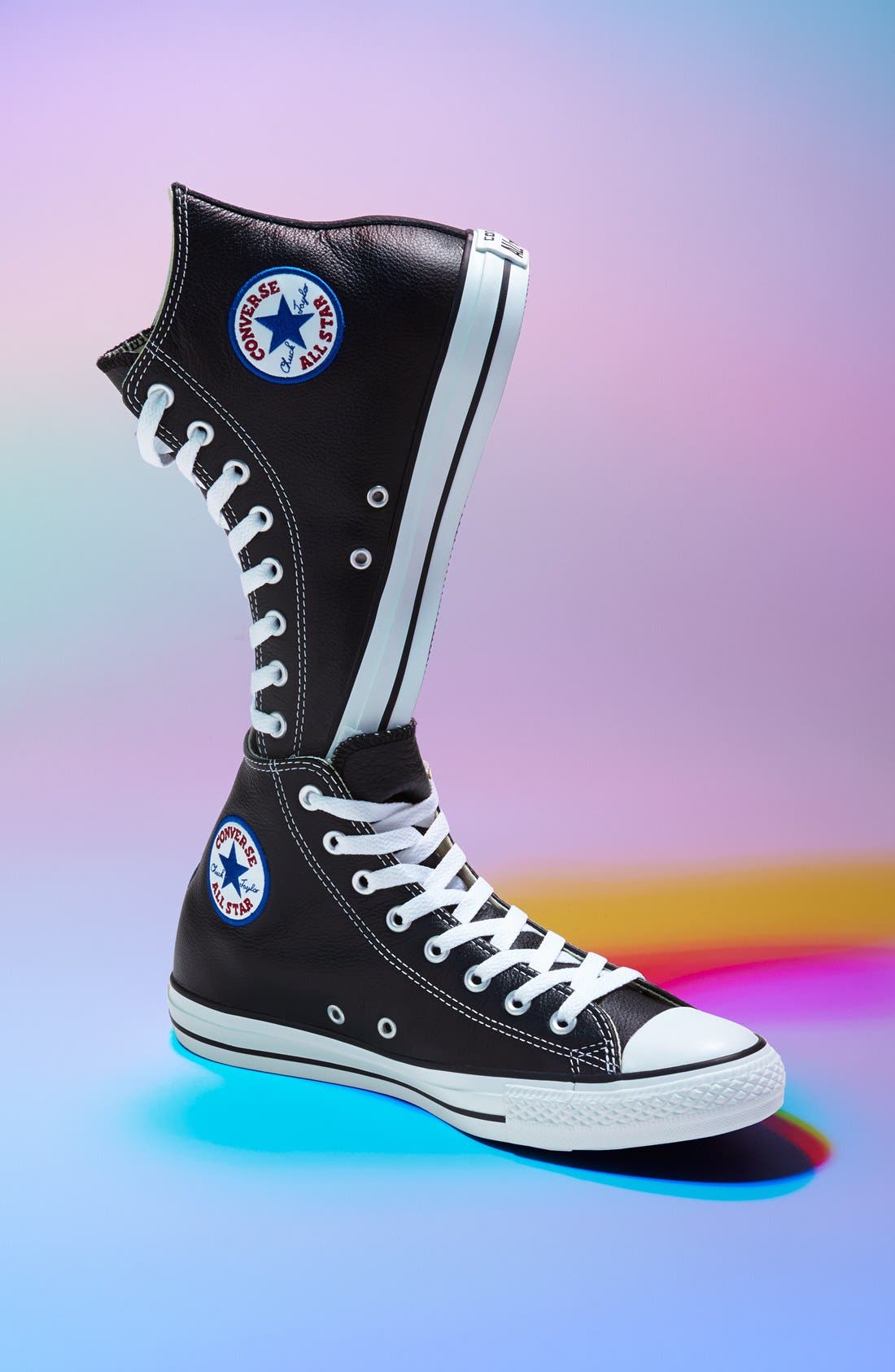 Chuck Taylor® All Star® Leather High Top Sneaker, Main, color, BLACK