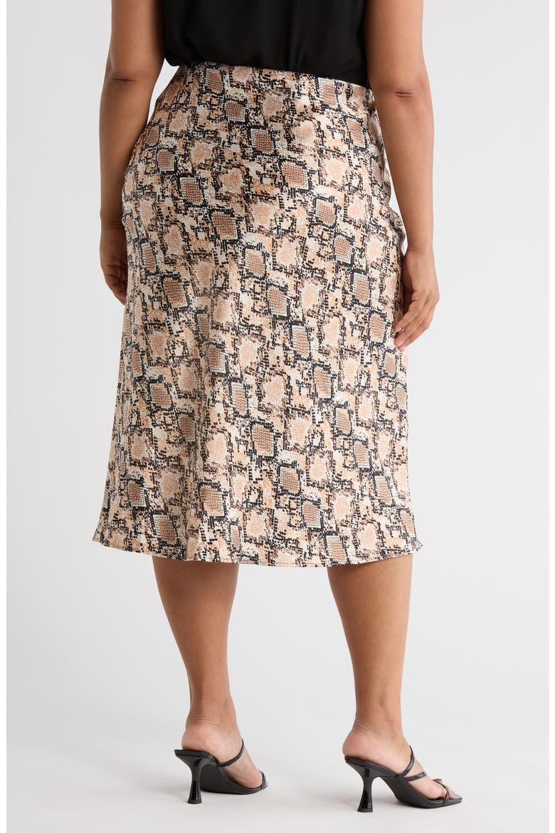 Snake Print Satin Midi Skirt, Alternate, color, TAUPE