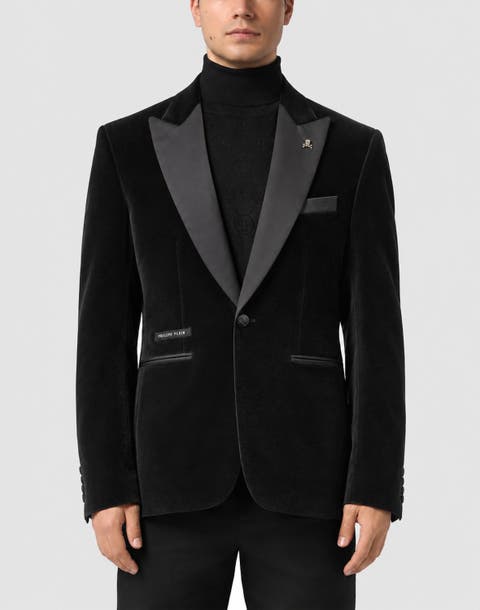 Velvet Satin Lapel Dinner Blazer Men