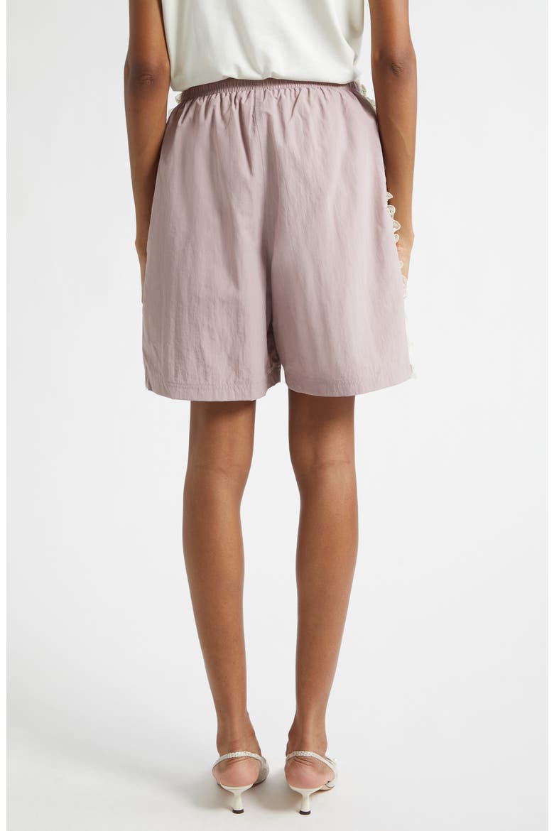 Gender Inclusive Wilbur Ruched Lace Stripe Track Shorts, Alternate, color, PINK