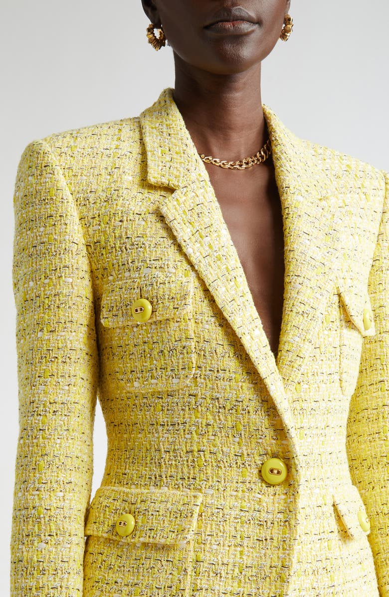 ST. JOHN Metallic Tweed One-Button Jacket, Alternate, color, 