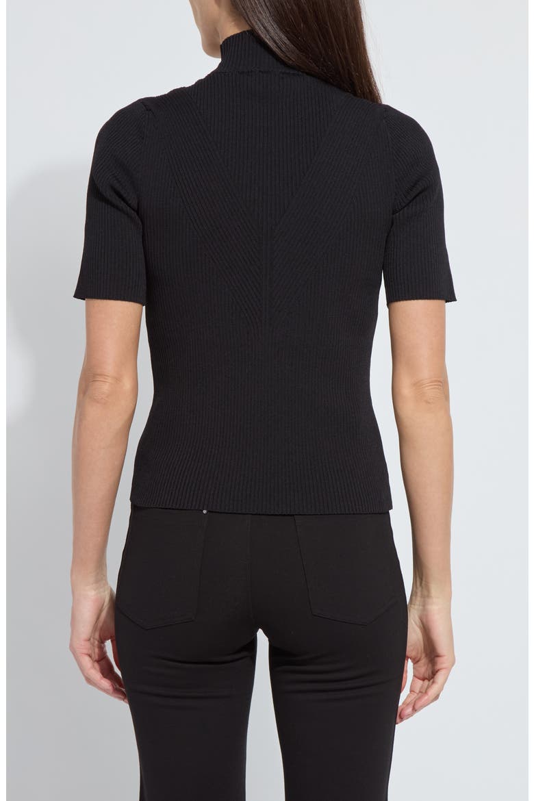 Bernadette Mock Neck Short Sleeve Sweater, Alternate, color, BLACK
