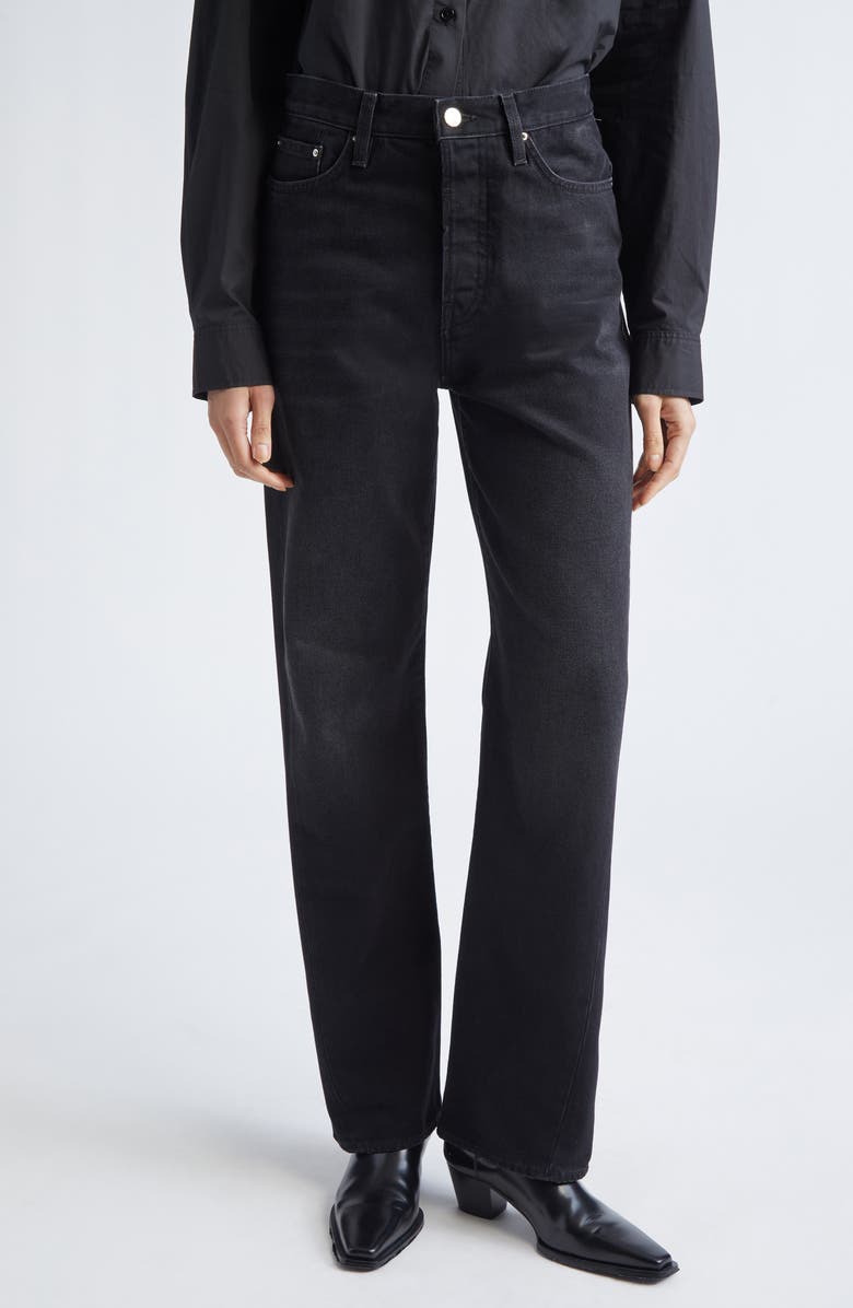 TOTEME Twisted Seam Organic Cotton Jeans, Main, color, Faded Black