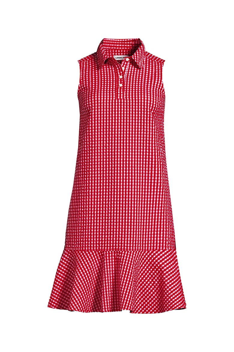 Seersucker Tennis Dress, Alternate, color, Compass Red/Pink Gingham