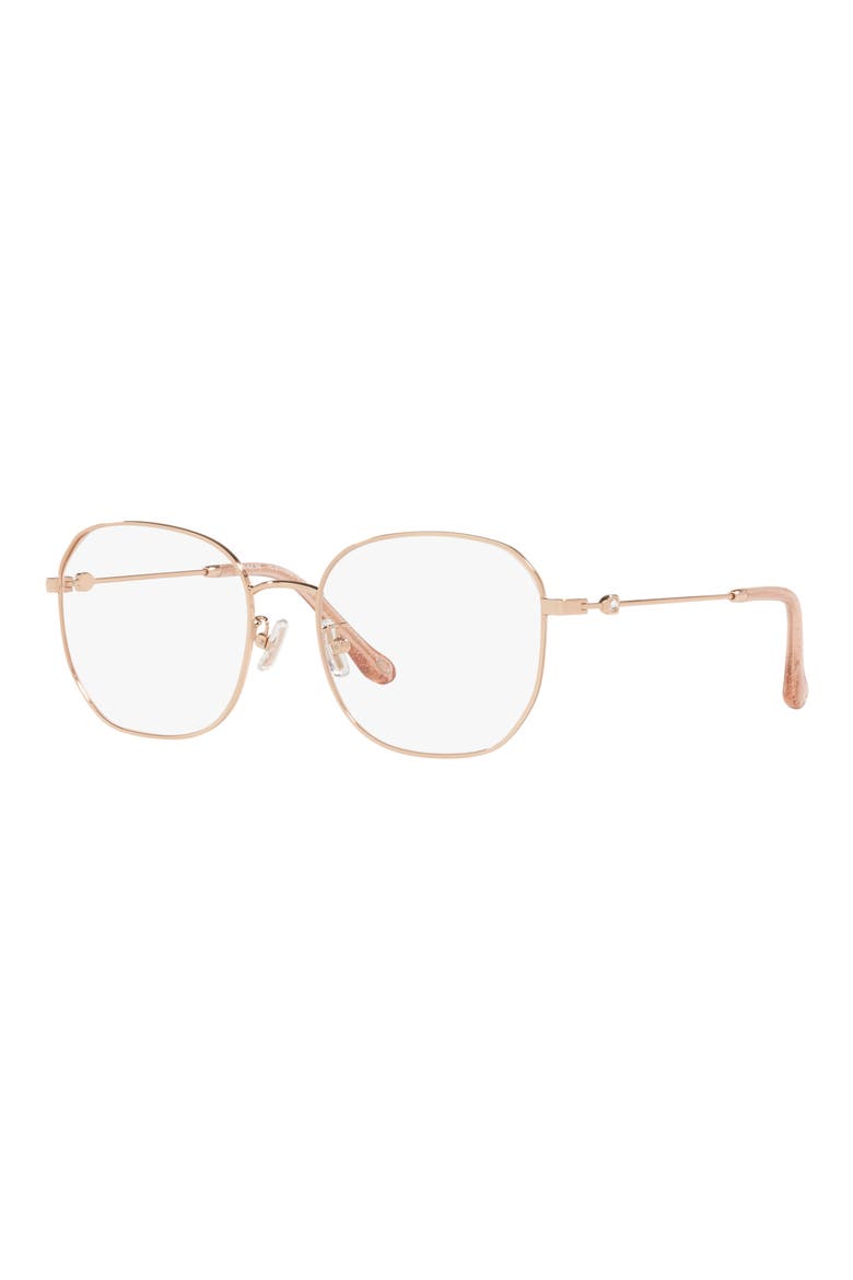 53mm Round Optical Glasses, Alternate, color, SHINY ROSE GOLD / DEMO LENS