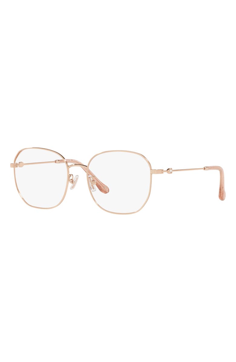 COACH 53mm Round Optical Glasses, Alternate, color, Shiny Rose Gold / Demo Lens