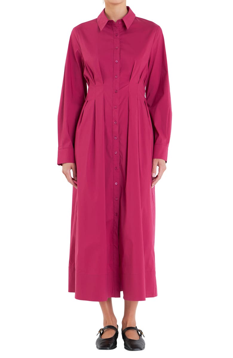 English Factory Long Sleeve Cotton Blend Midi Shirtdress, Alternate, color,