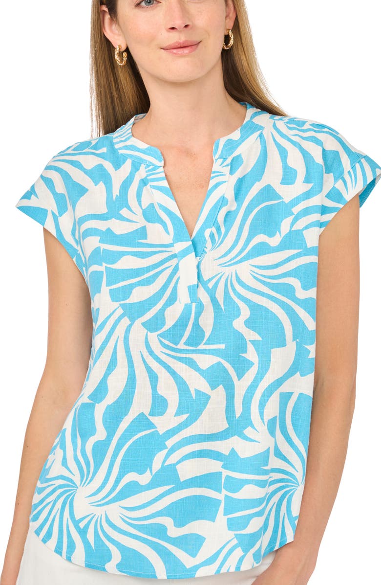 Vince Camuto Split Neck Cap Sleeve Top, Alternate, color, 