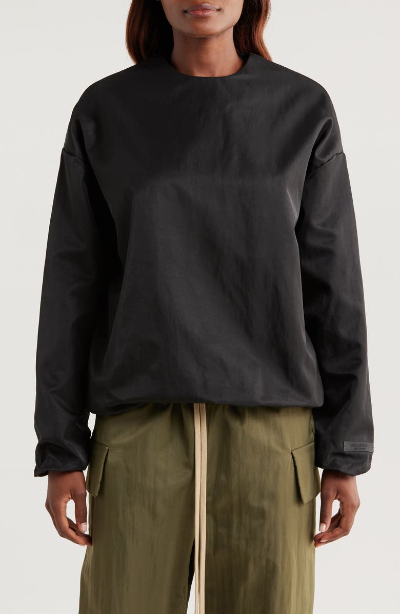 Fear of God Essentials Gender Inclusive Textured Nylon Pullover, Main, color, Black