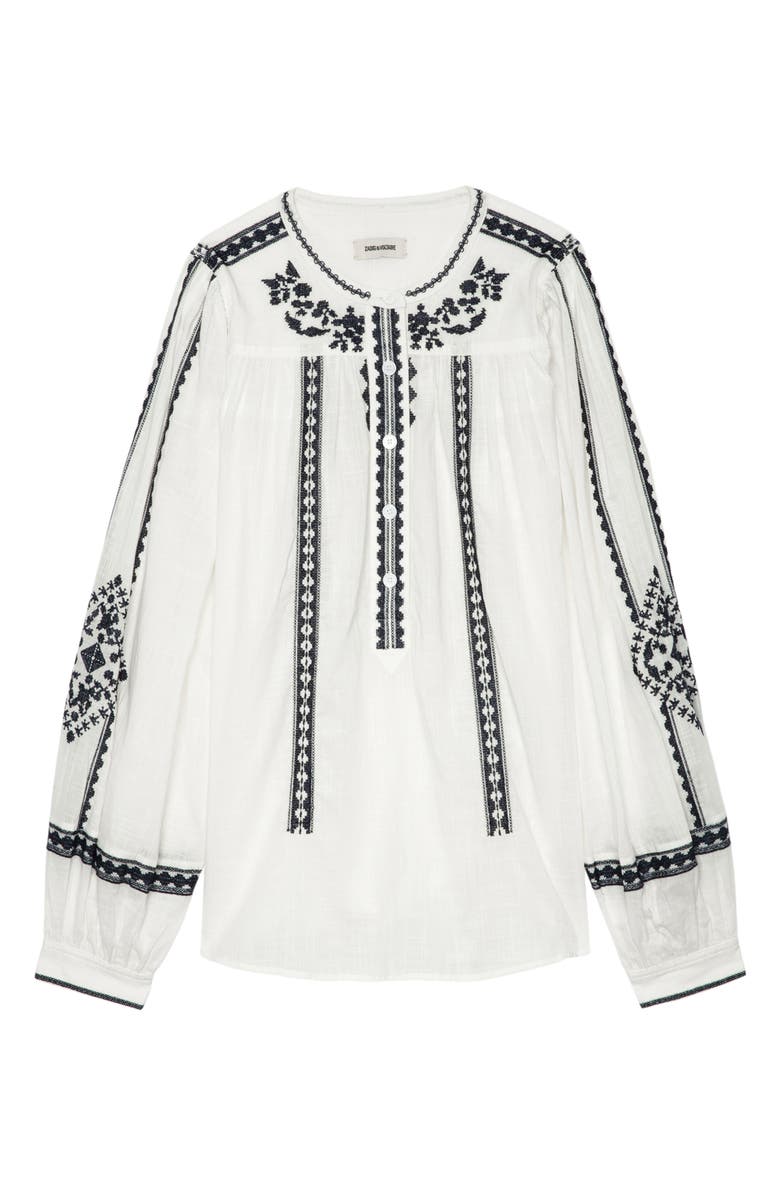 Zadig & Voltaire Tigy Kozak Cotton Popover Shirt, Alternate, color, 