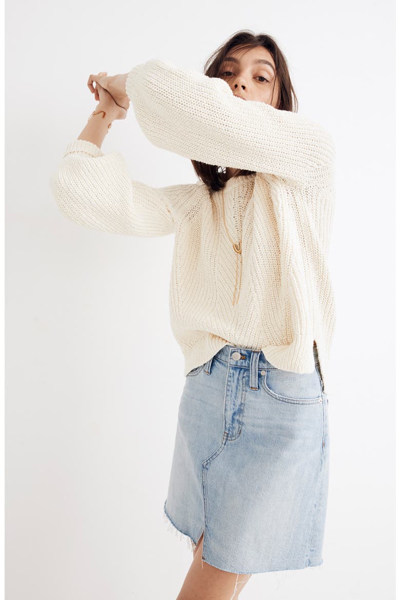Balloon Sleeve Pullover Sweater, Alternate, color, BRIGHT IVORY