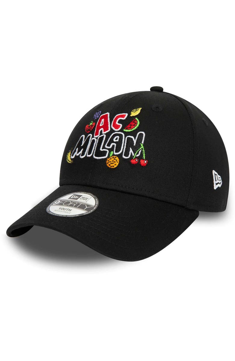 New Era Youth New Era Black AC Milan Wordmark 9FORTY Adjustable Hat, Main, color, 