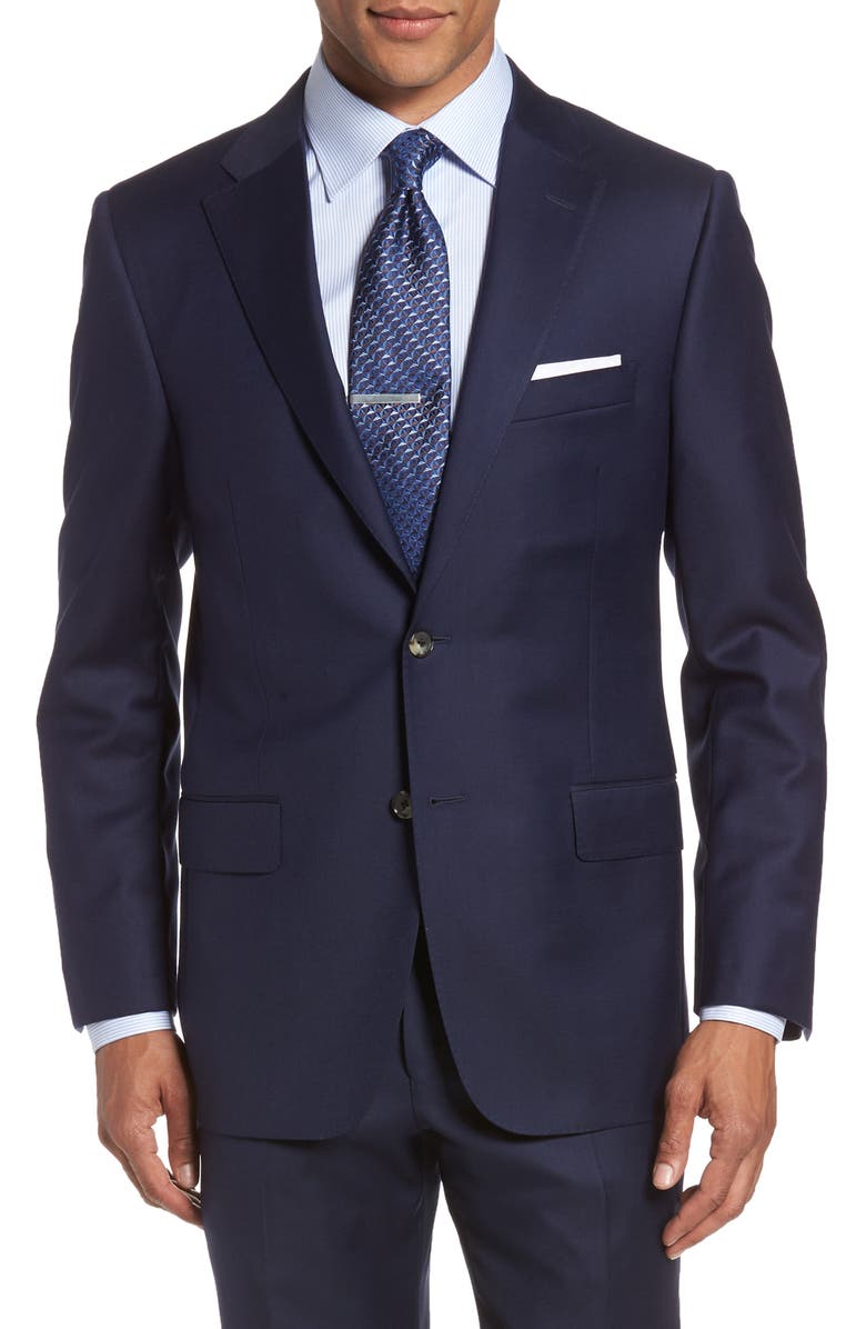 Hickey Freeman Classic B Fit Loro Piana Wool Suit, Alternate, color, 