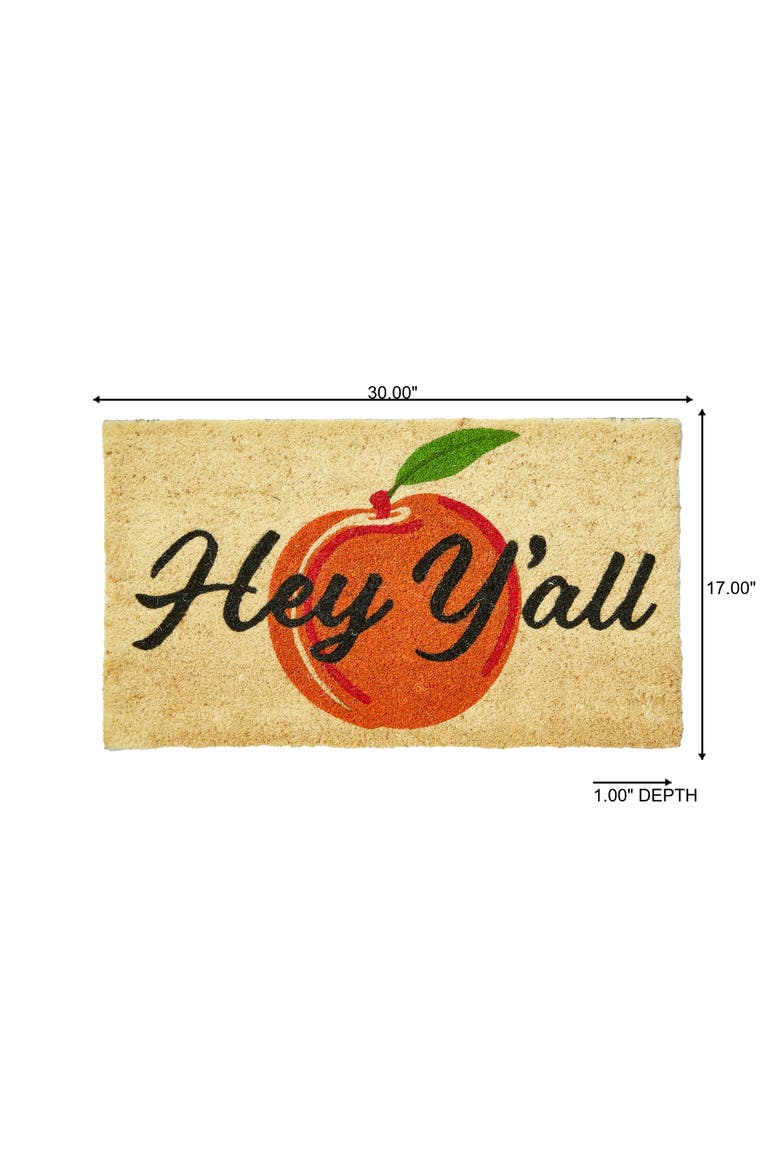 Hey Yall Peach Non-Slip Coir Mat Multi Coir Summer, Alternate, color, Orange