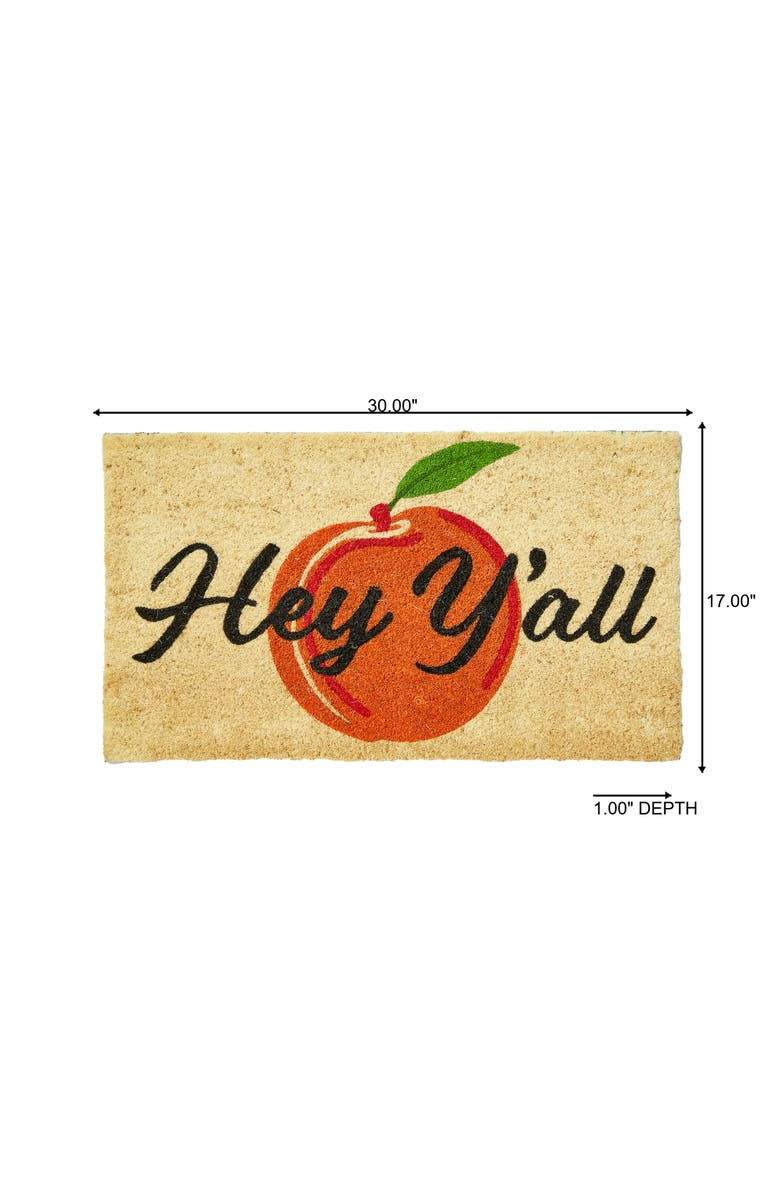 tag Hey Yall Peach Non-Slip Coir Mat Multi Coir Summer, Alternate, color, Orange