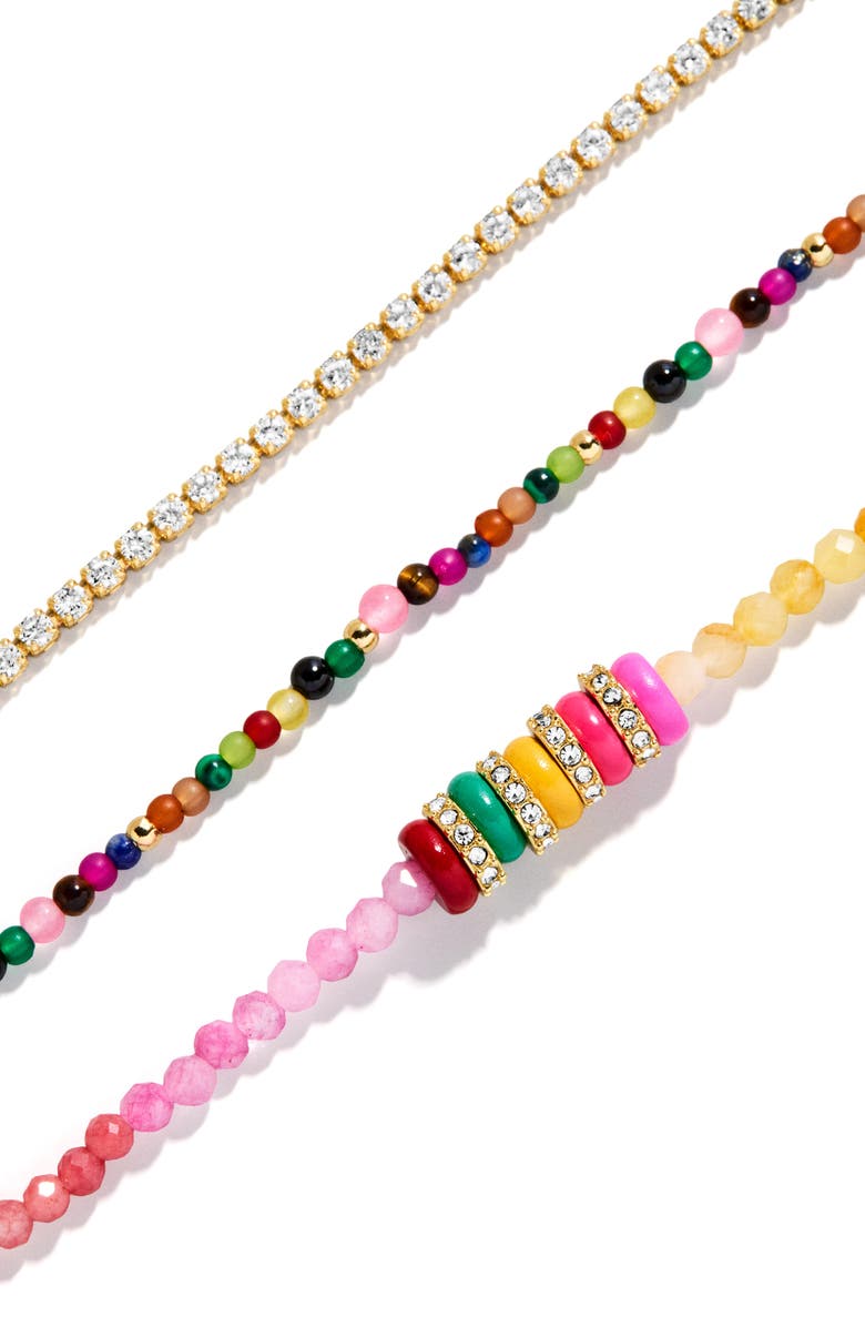 BaubleBar Rowan Semiprecious Stone Layered Bracelet, Alternate, color, Pink Multi