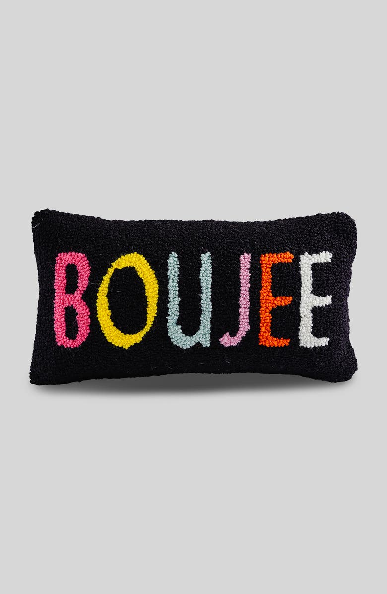 Furbish Boujee Hook Pillow, Main, color, Black