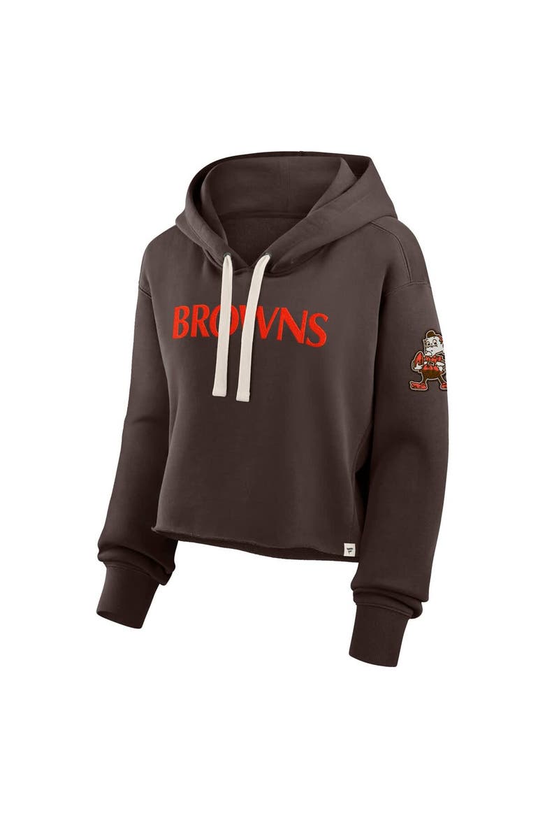 Women's Fanatics Brown Cleveland Browns Oversized Hometown Heritage Cropped Hoodie, Alternate, color, Brown