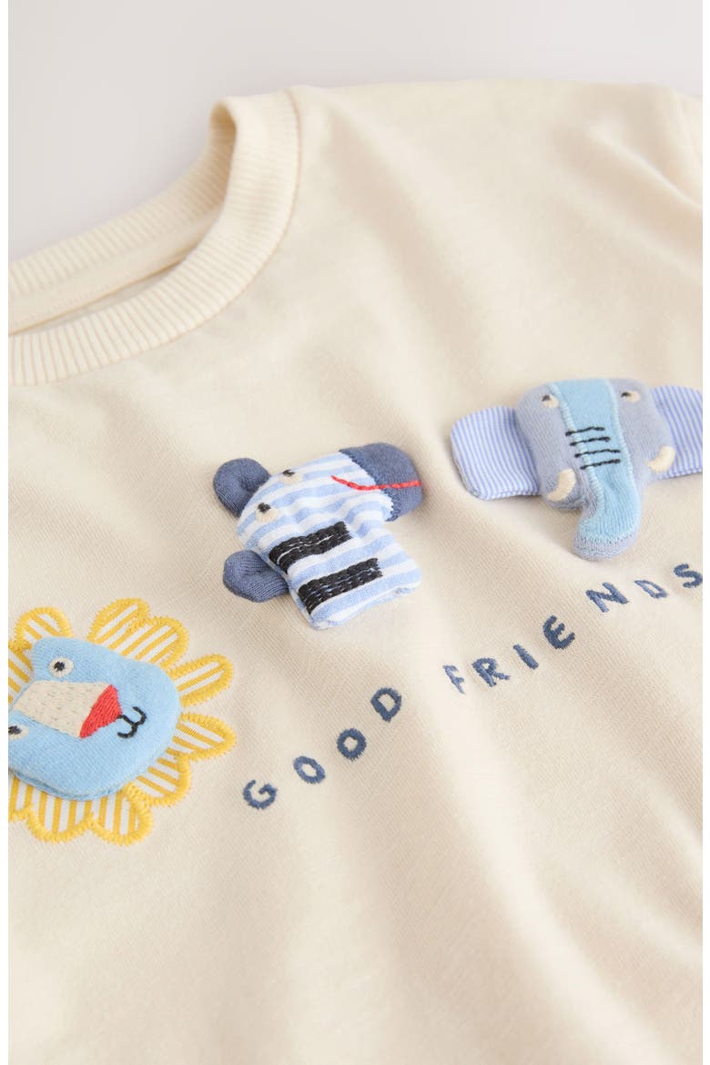 Kids' Safari Animal Appliqué Cotton T-Shirt, Alternate, color, NEUTRAL